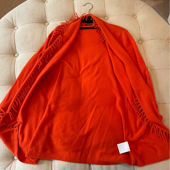 Magaschoni orange open cardigan cashmere sweater with fringe detail - Picture 6 of 8